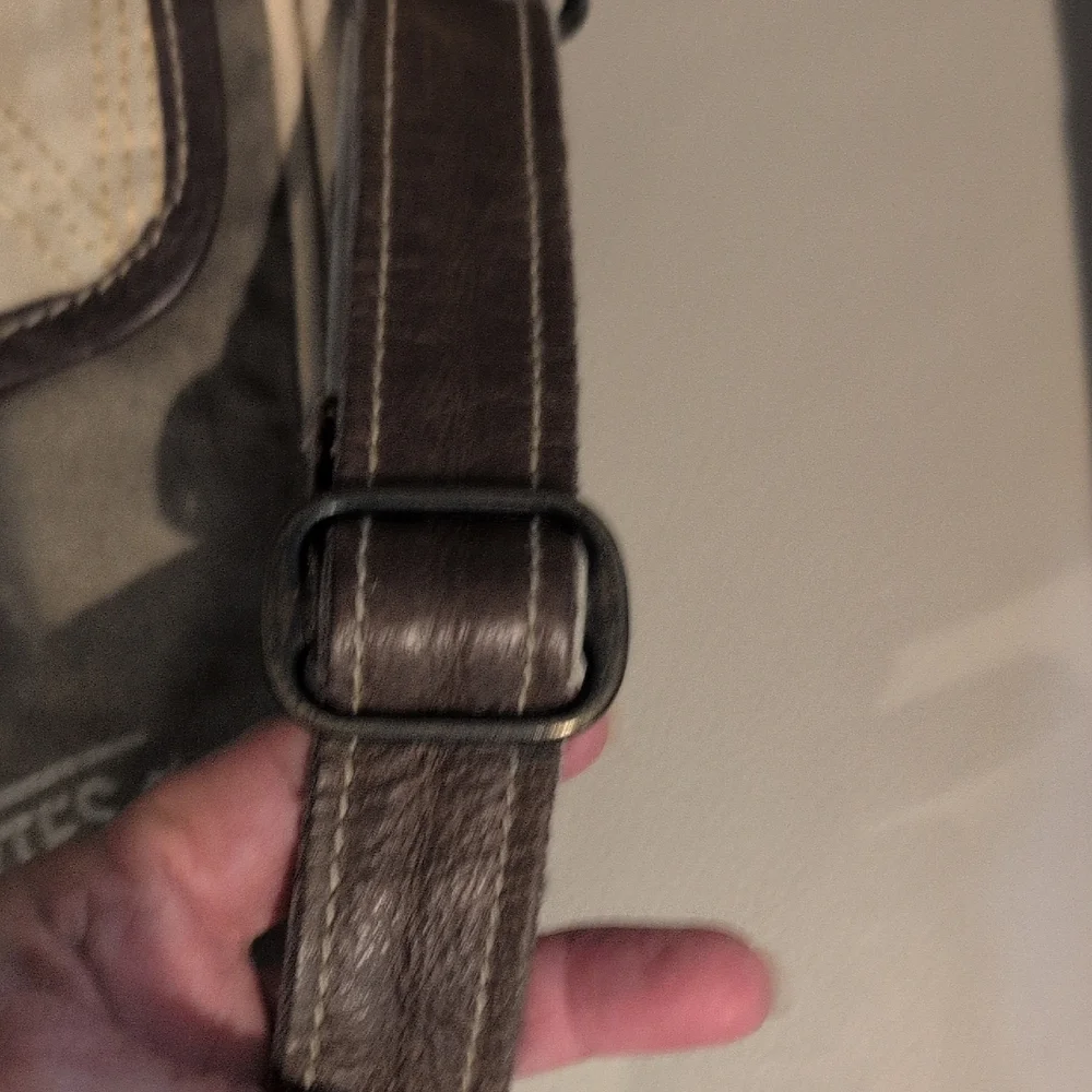 Myra Bag Cream and Gray Messenger Bag
